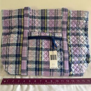 Vera Bradley Lavender and Navy Plaid Tote